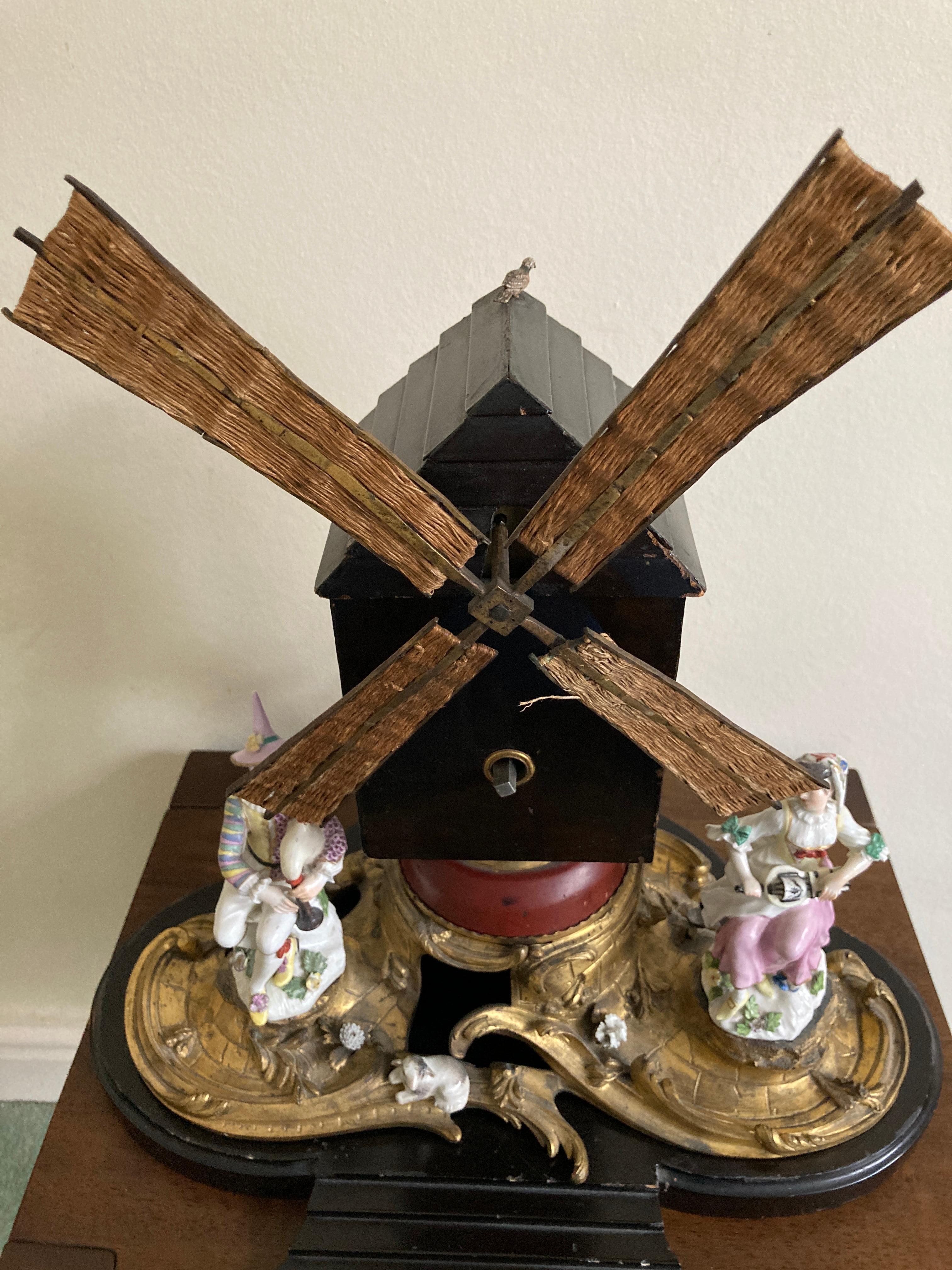 Ormolu Windmill with Meissen Harlequin and Columbine For Sale 4