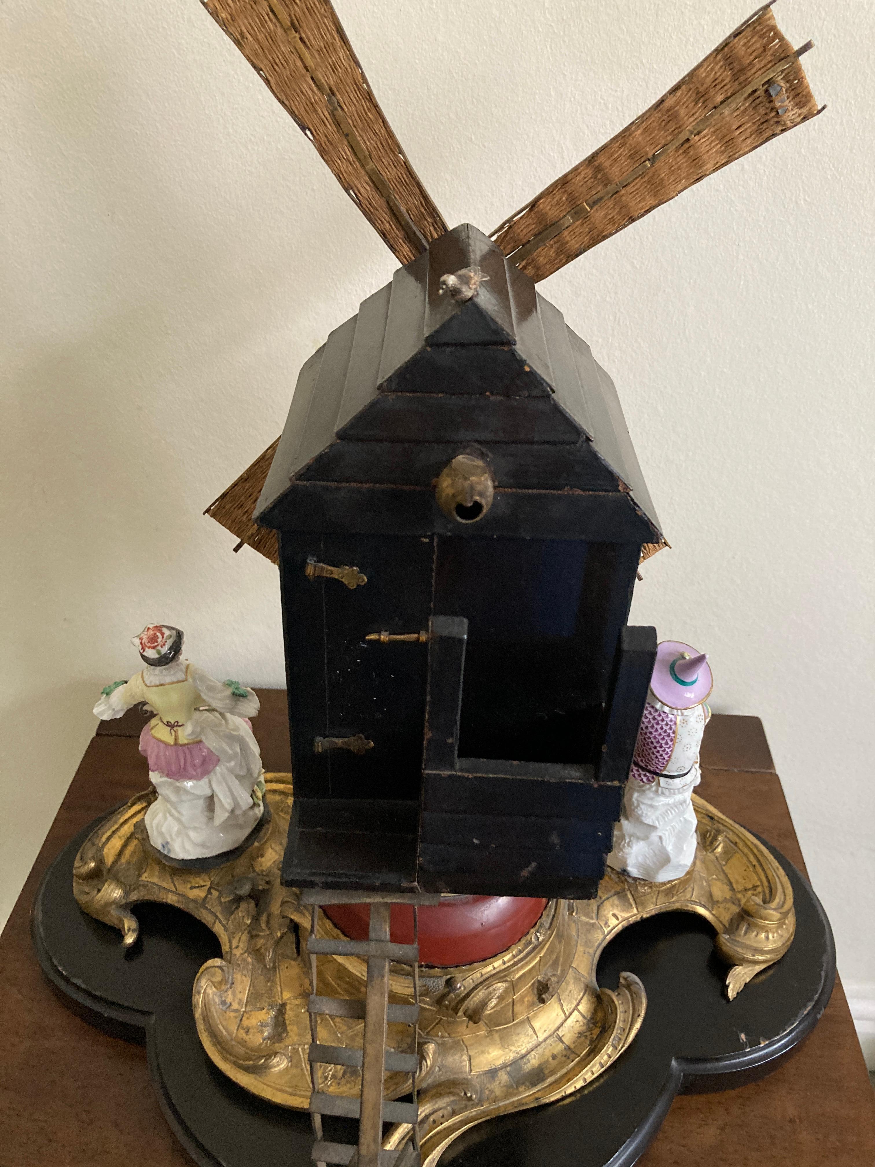 Ormolu Windmill with Meissen Harlequin and Columbine For Sale 5