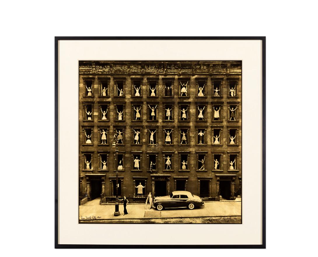 Girls in the Windows, Platinum on Vellum with Gold Leaf Fashion Photo, Ed of 10 - Photograph by Ormond Gigli