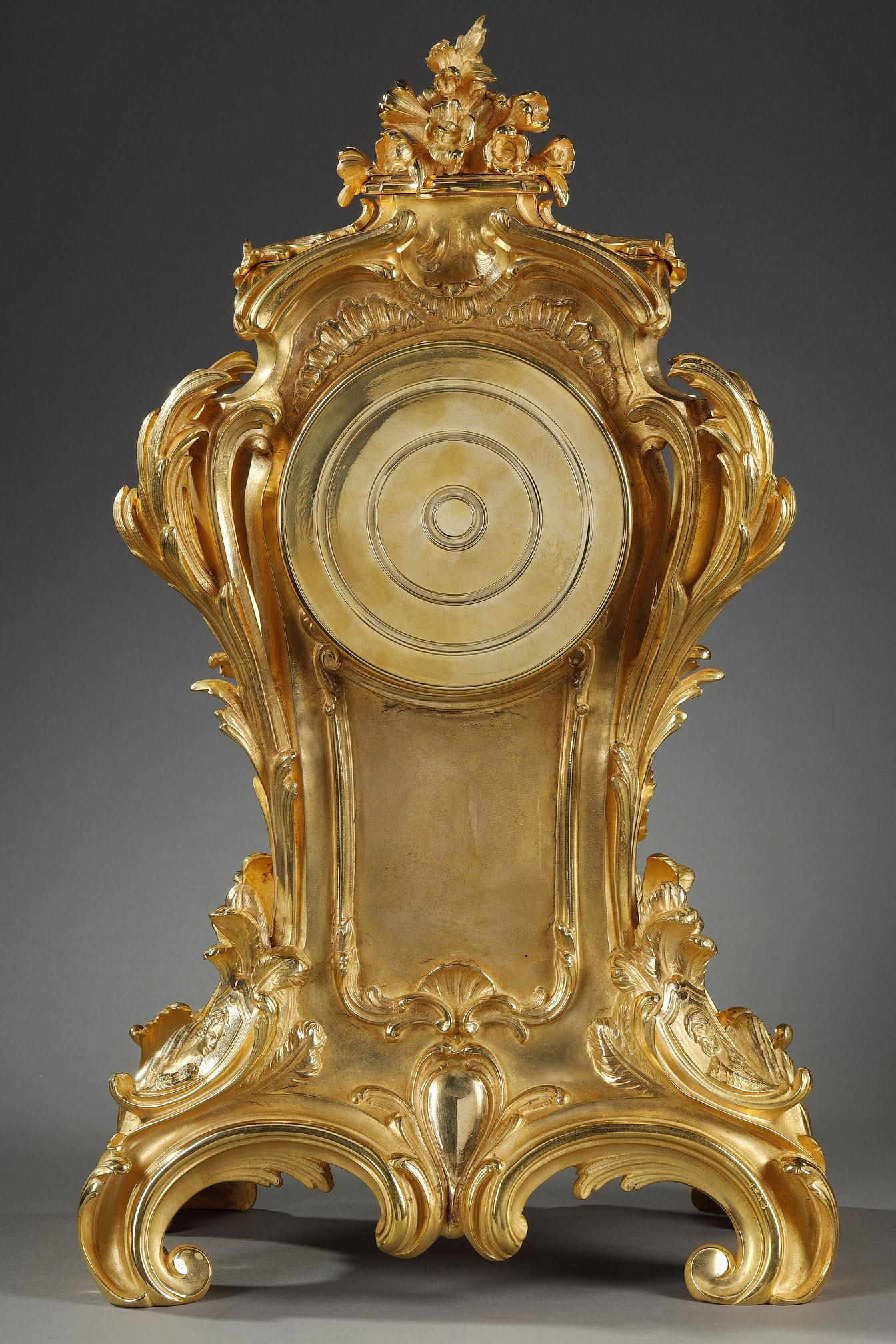 Gilt Ormulu and Chased Bronze Rocaille Clock, Raingo & Frères
