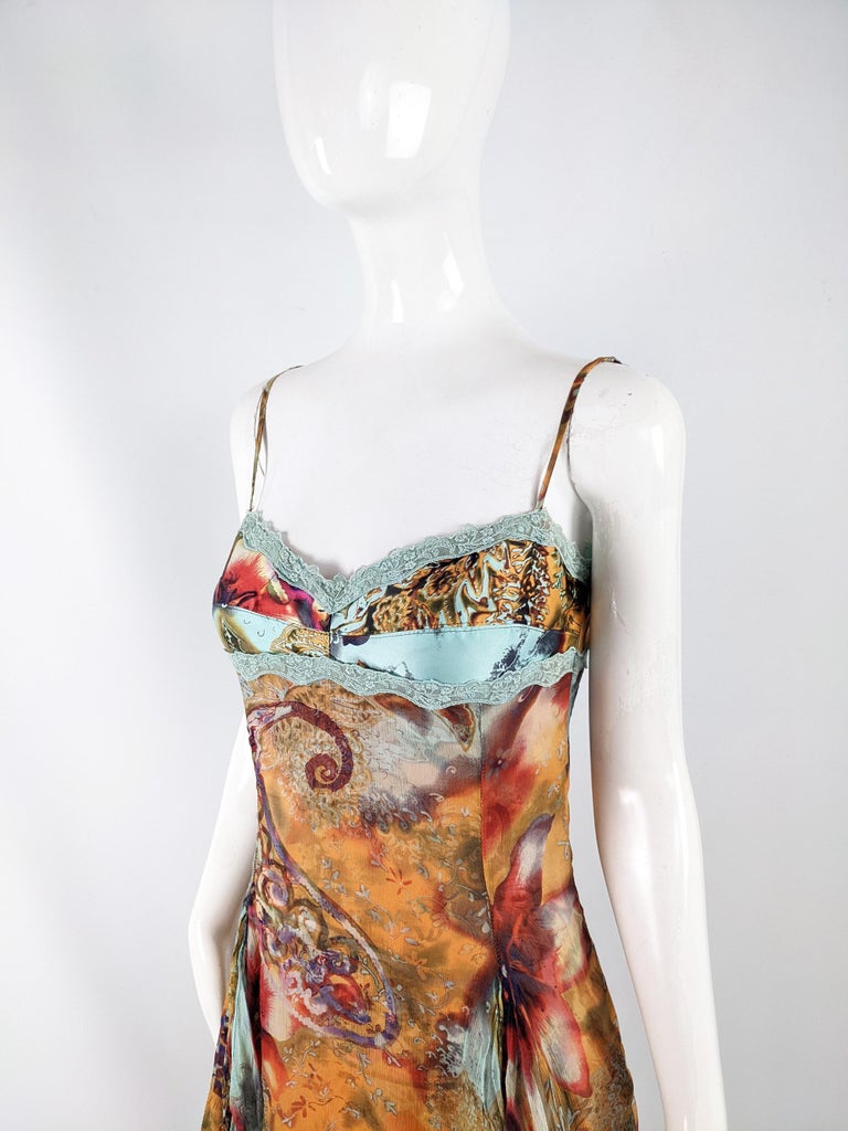 Orna Farho Paris Robe vintage en mousseline de soie orange et