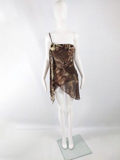 Orna Farho Paris Vintage y2k Silk Chiffon One Shoulder Blouse, 2000s
