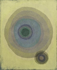 "Tree Spirit #83" Contemporary Green & Blue Toned Concentric Circle Abstract