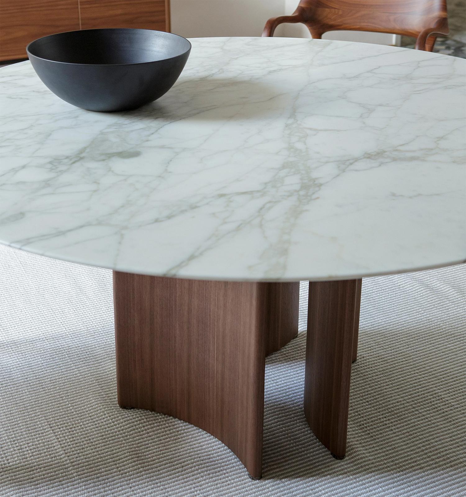 Contemporary Ornament White Marble Dining Table For Sale