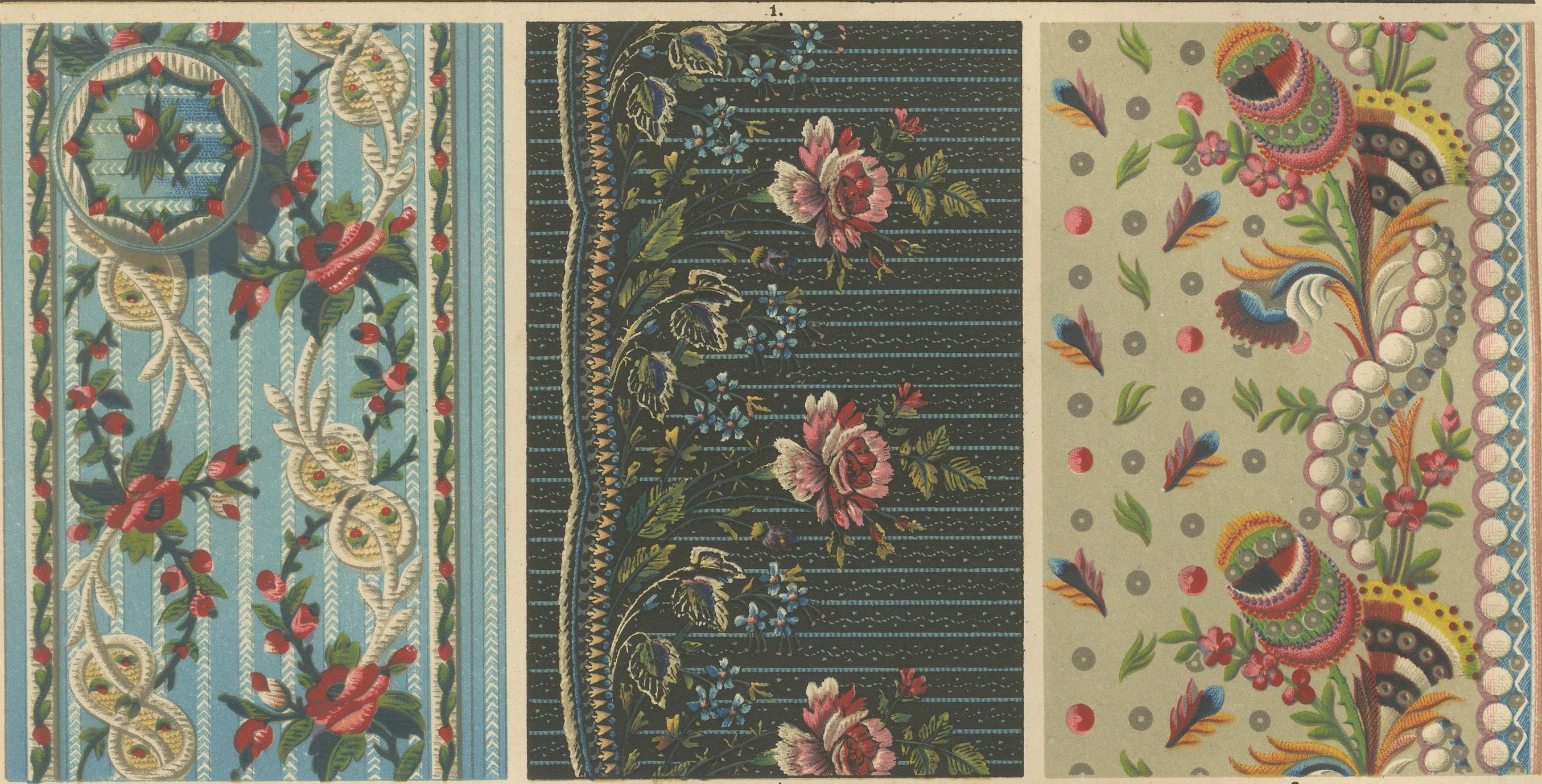 Carta Tessitura e ricamo barocco ornamentale Stampa campione di H. H. Dolmetsch, 1887 in vendita