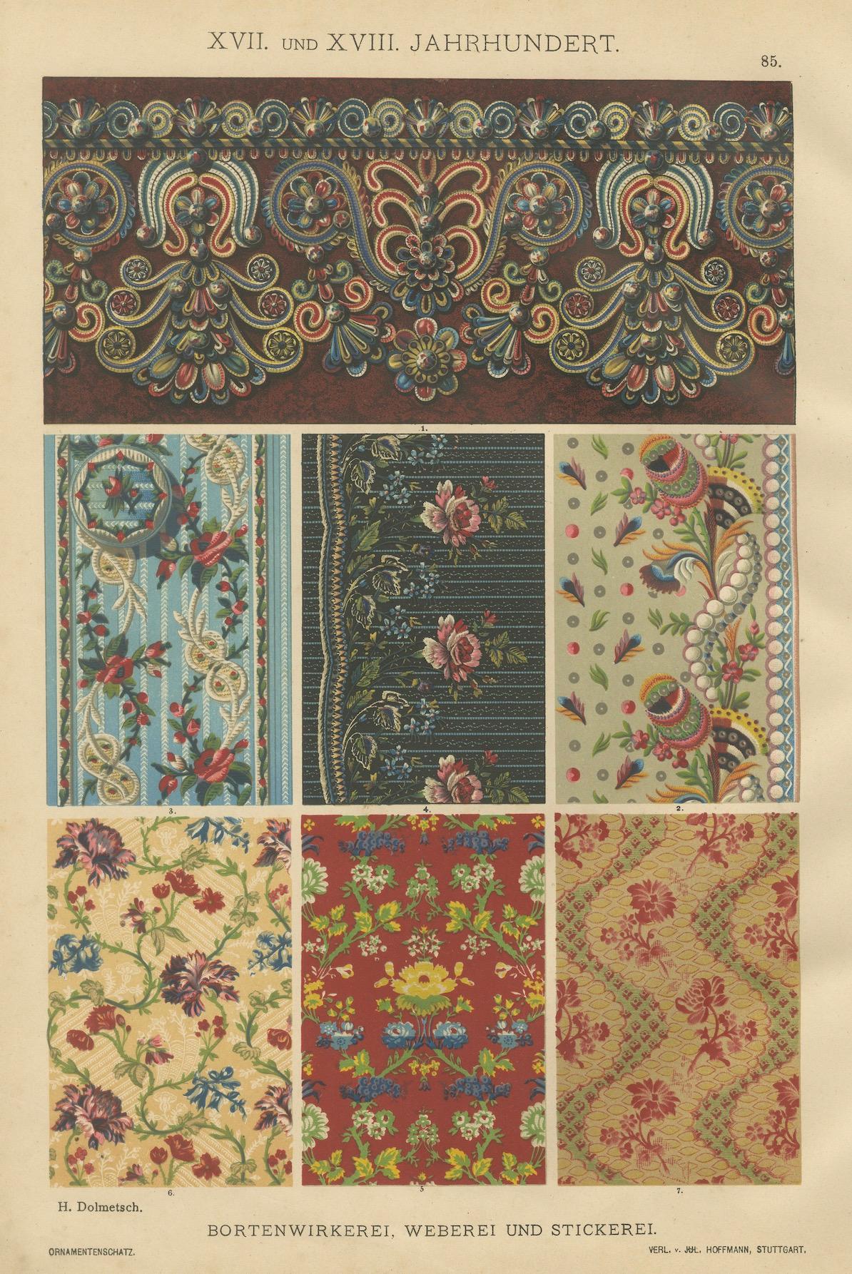 Tessitura e ricamo barocco ornamentale Stampa campione di H. H. Dolmetsch, 1887 in vendita 4