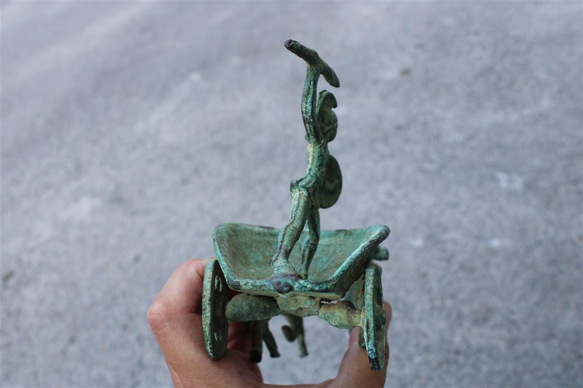 Ornamental Chariot with Roman and Horses in Bronze Excavation 1950s 3