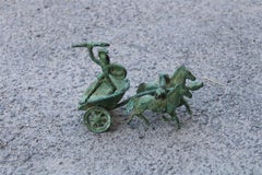 Ornamental Chariot with Roman and Horses in Bronze Excavation 1950s
