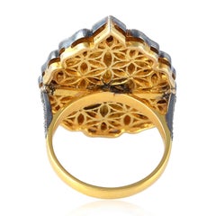 Ornamental Design Ring with Uncut & Rose Cut Diamonds Made in Gold & Silver