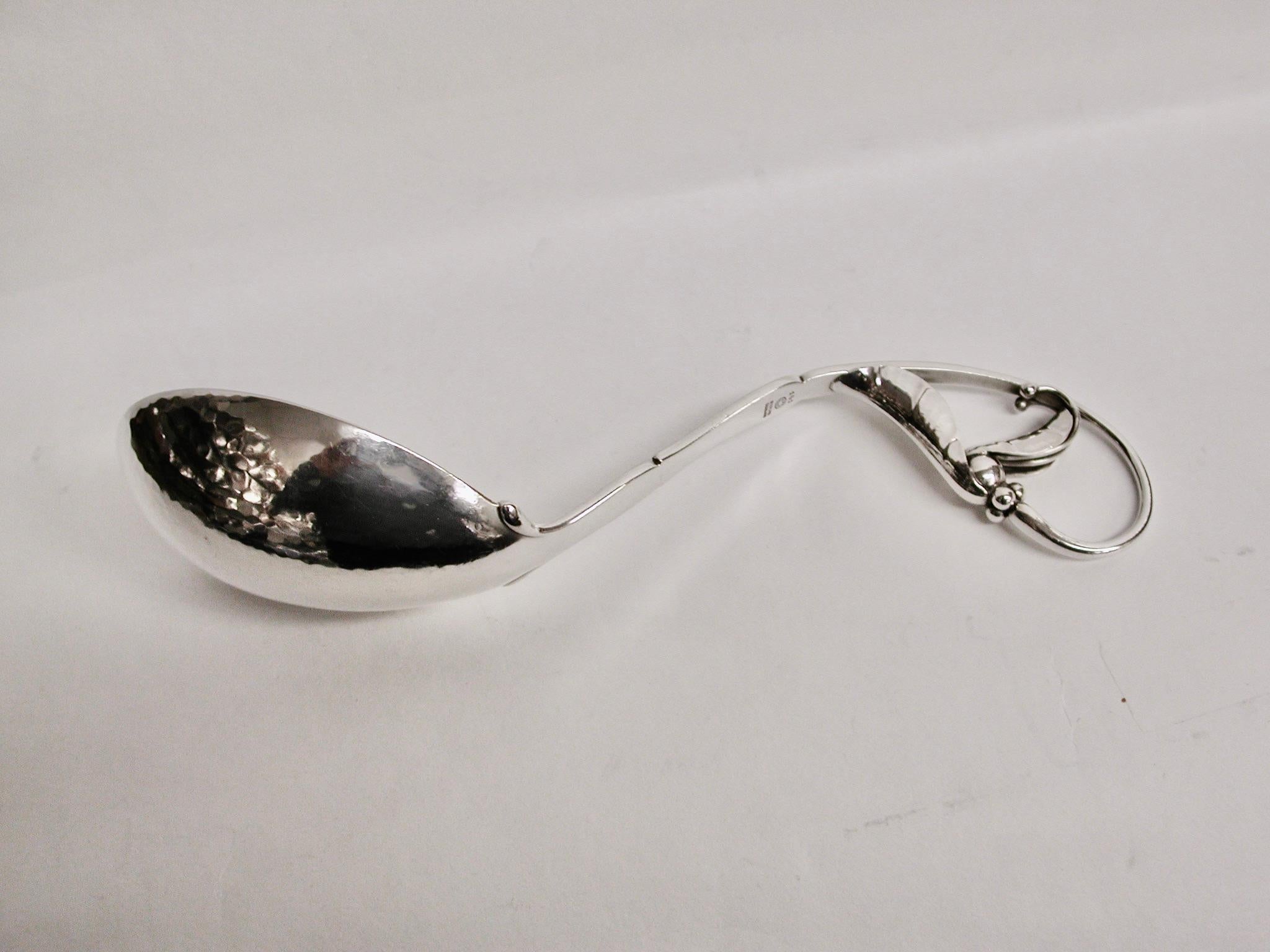 Ornamental Georg Jensen Sterling Silver Serving Spoon, circa 1950 In Good Condition For Sale In London, GB