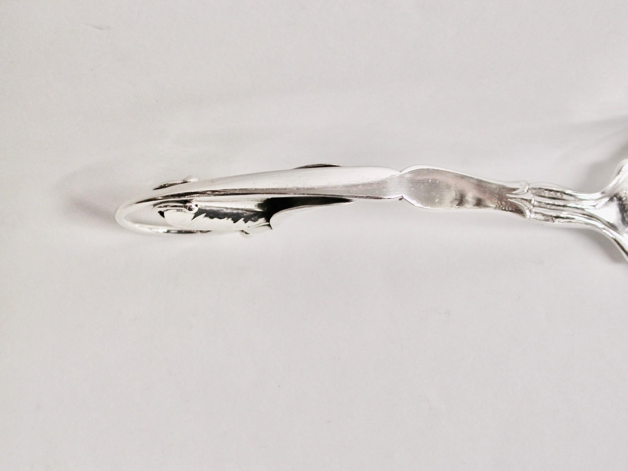 Mid-20th Century Ornamental Georg Jensen Sterling Silver Serving Spoon, circa 1950 For Sale
