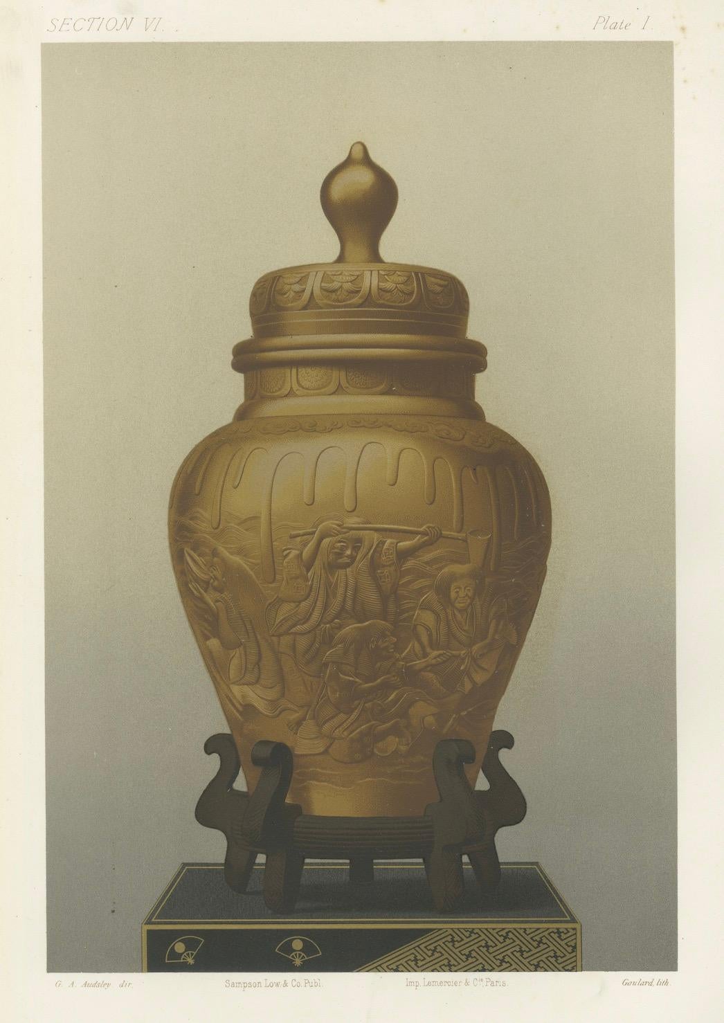 The Ornamental Golden Vase - extrait de Audsley's Decorative Masterpieces, 1884 en vente 1