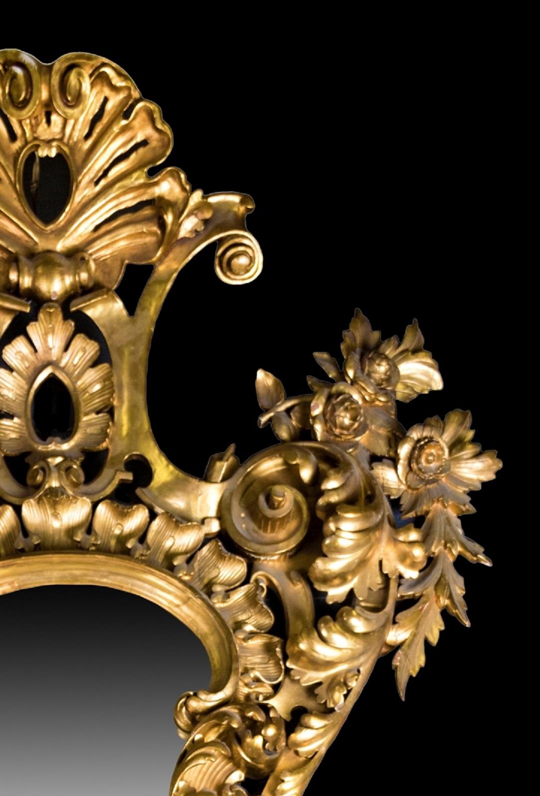 Neoclassical Ornamental Mirror, Gilded Wood, 19th Century