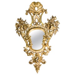Ornamental Mirror, Gilded Wood, 19th Century