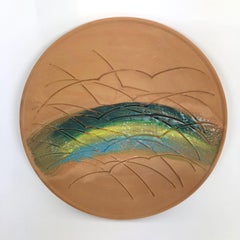 Piatto ornamentale in ceramica e argilla rossa di Pasquale Santoro per Alitalia, 1985