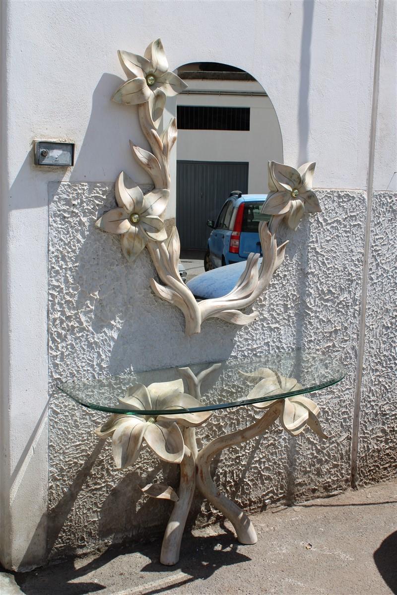 Ornamental Rare Flowers Console Whit Mirror Italian Design Tommaso Barbi Style 11