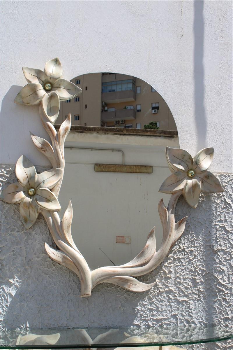 Ornamental Rare Flowers Console Whit Mirror Italian Design Tommaso Barbi Style In Good Condition In Palermo, Sicily