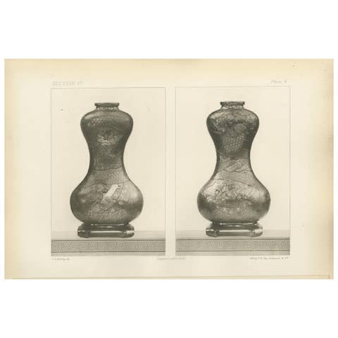 Ornamental Vases with Narrative – Heliograph from Audsley’s Japanese Art, 1884