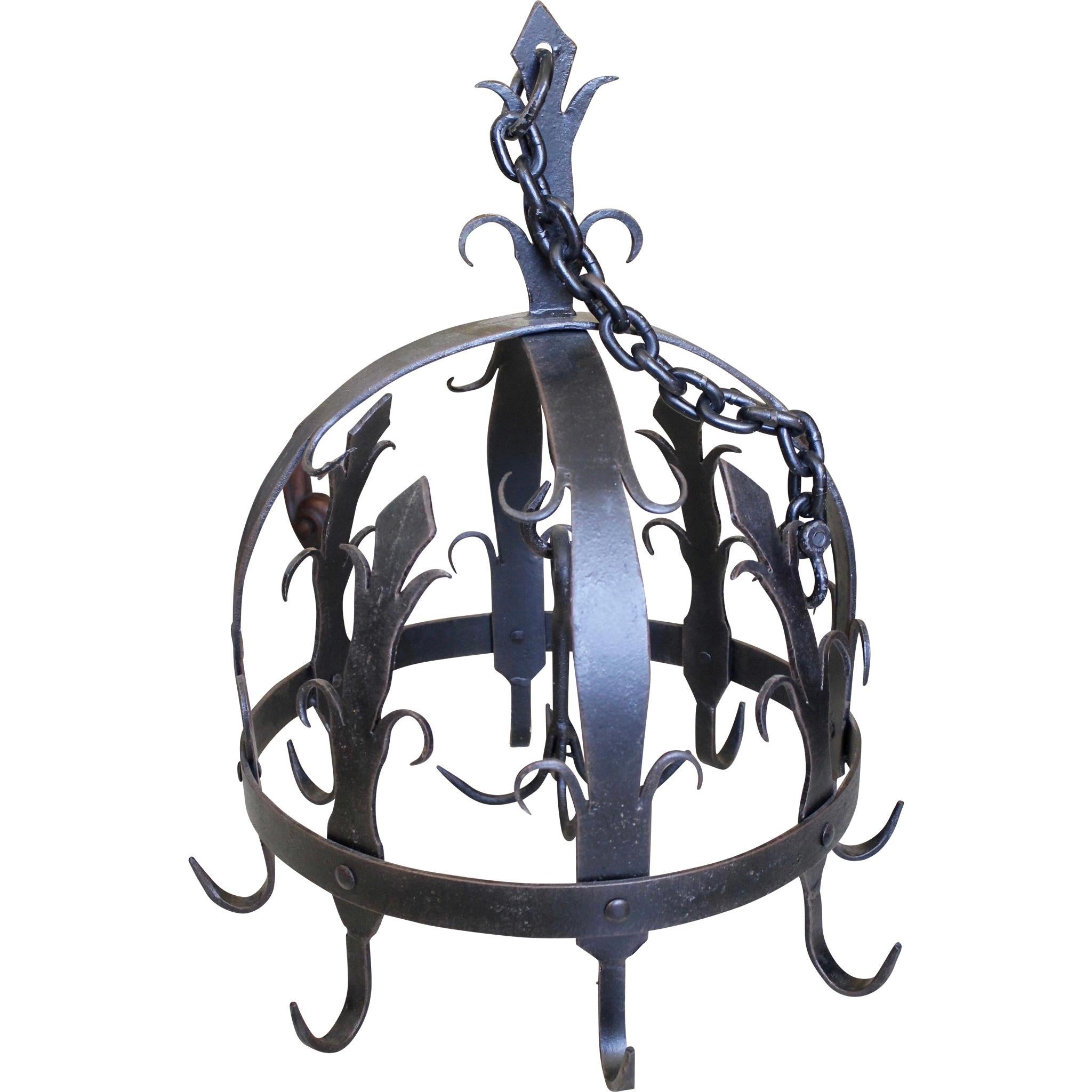 Forged Ornamental Wrought Iron Pot Rack Or Herb Drying Rack For Sale