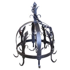 Used Ornamental Wrought Iron Pot Rack Or Herb Drying Rack