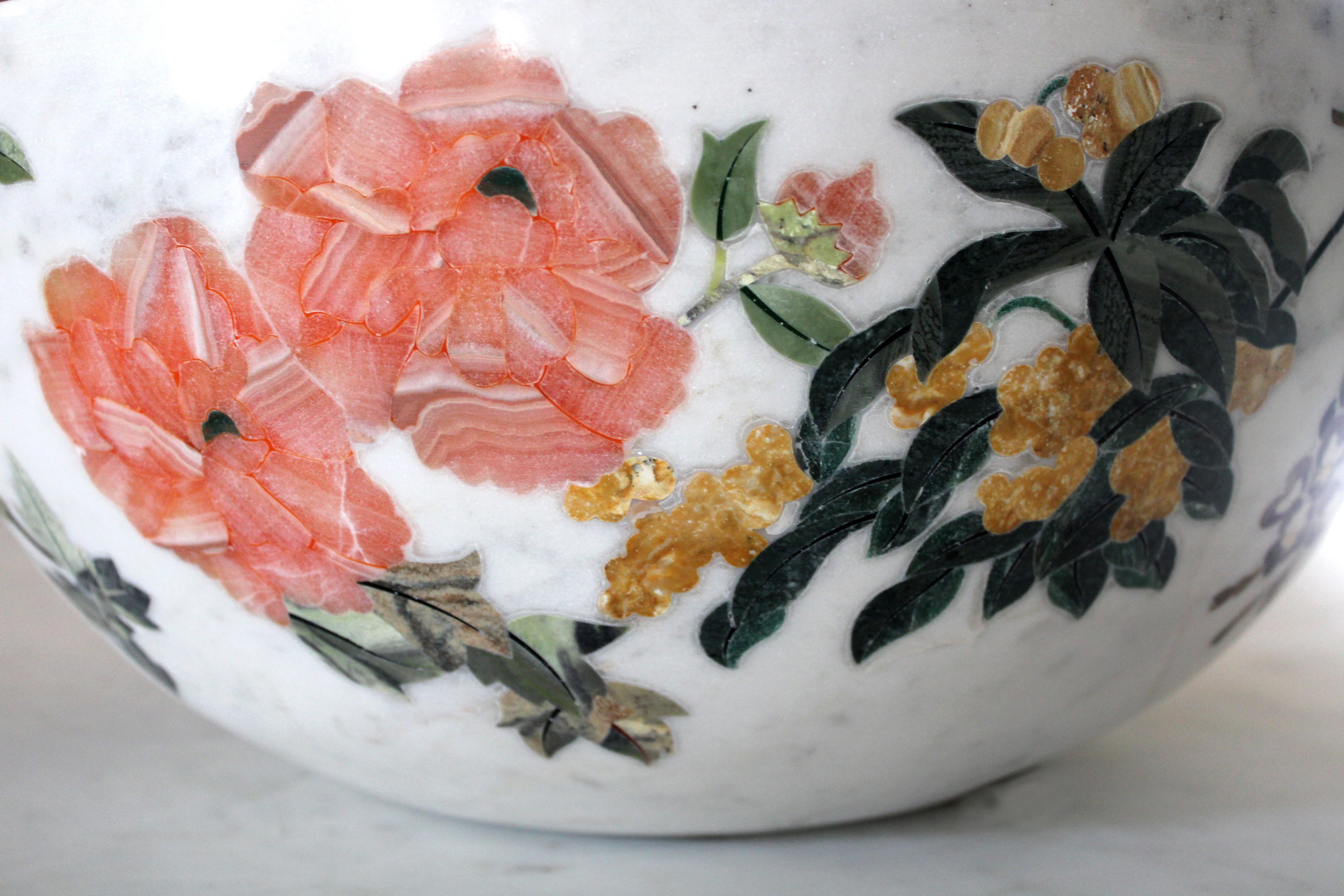 Handmade Ornamenti Bowl Inlay in White Marble by Stephanie Odegard For Sale 10