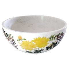 Handmade Ornamenti Bowl Inlay in White Marble by Stephanie Odegard