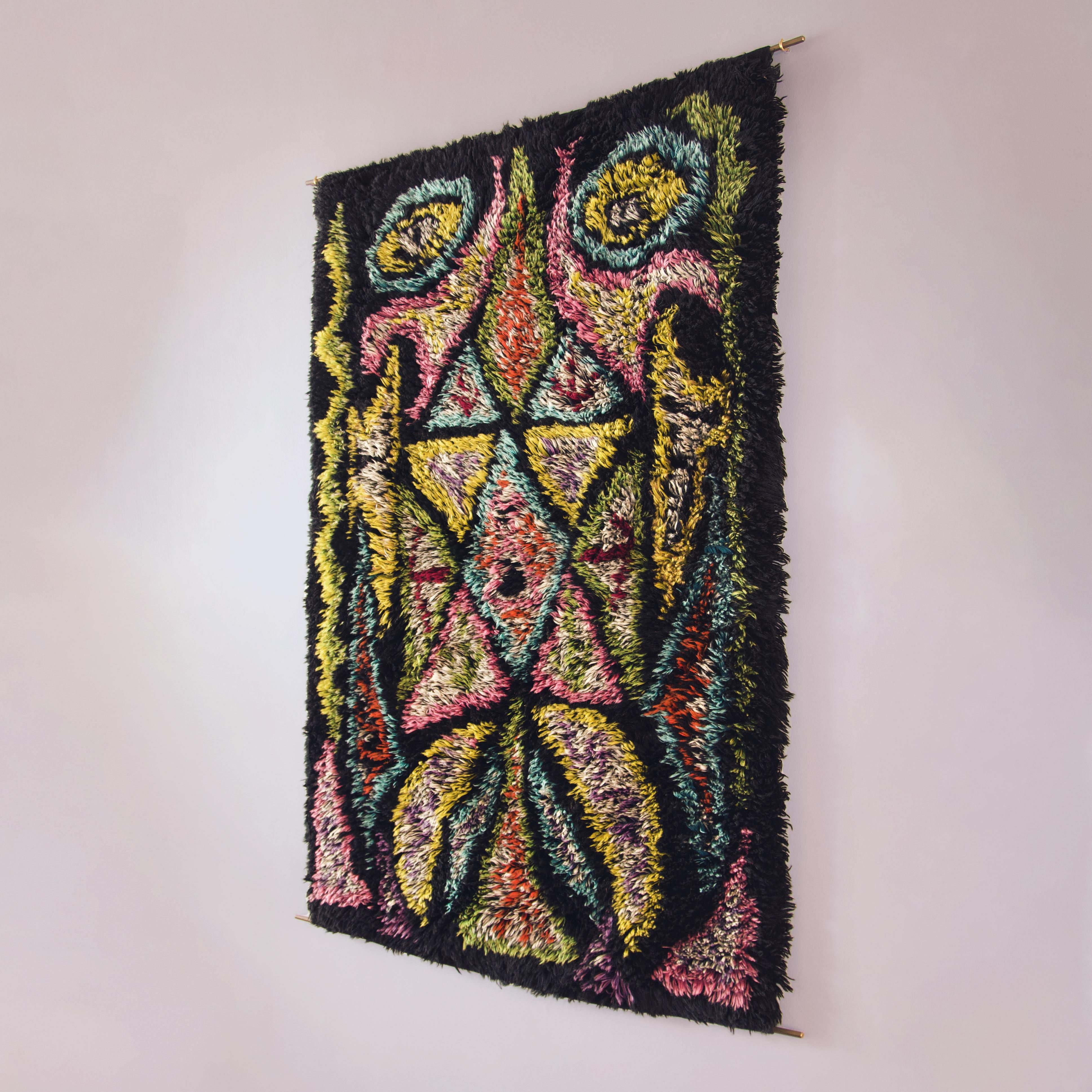 Established in the early 1960s, the British/American company, 'Mediterranean Industries' set up a weaving studio workshop in Malta focussing on creating rya rugs designed by important European artists of the time. This is one of three pieces