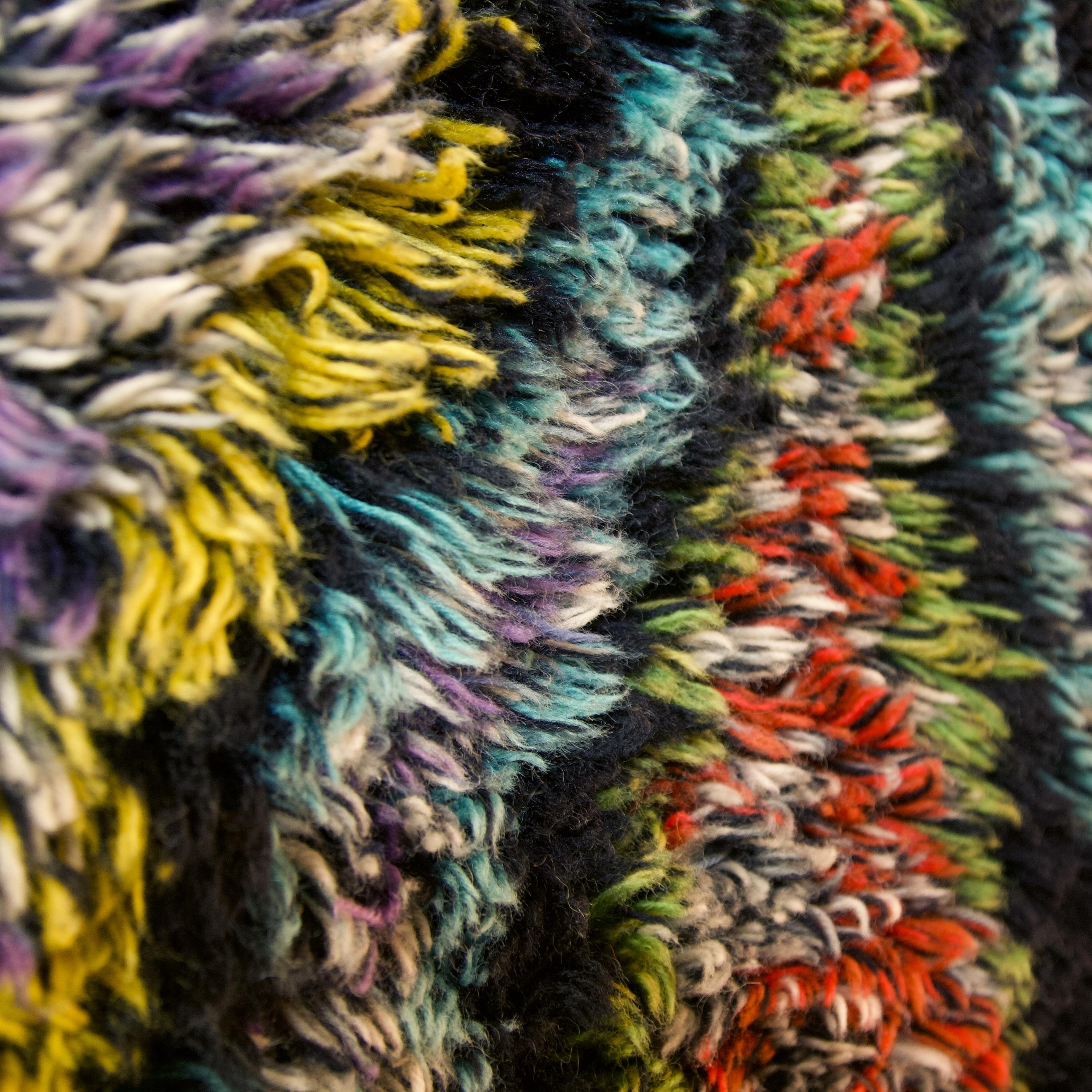 Hand-Woven 'Ornaments', Knotted Rya Rug by Jean Cocteau & Mediterranean Inds