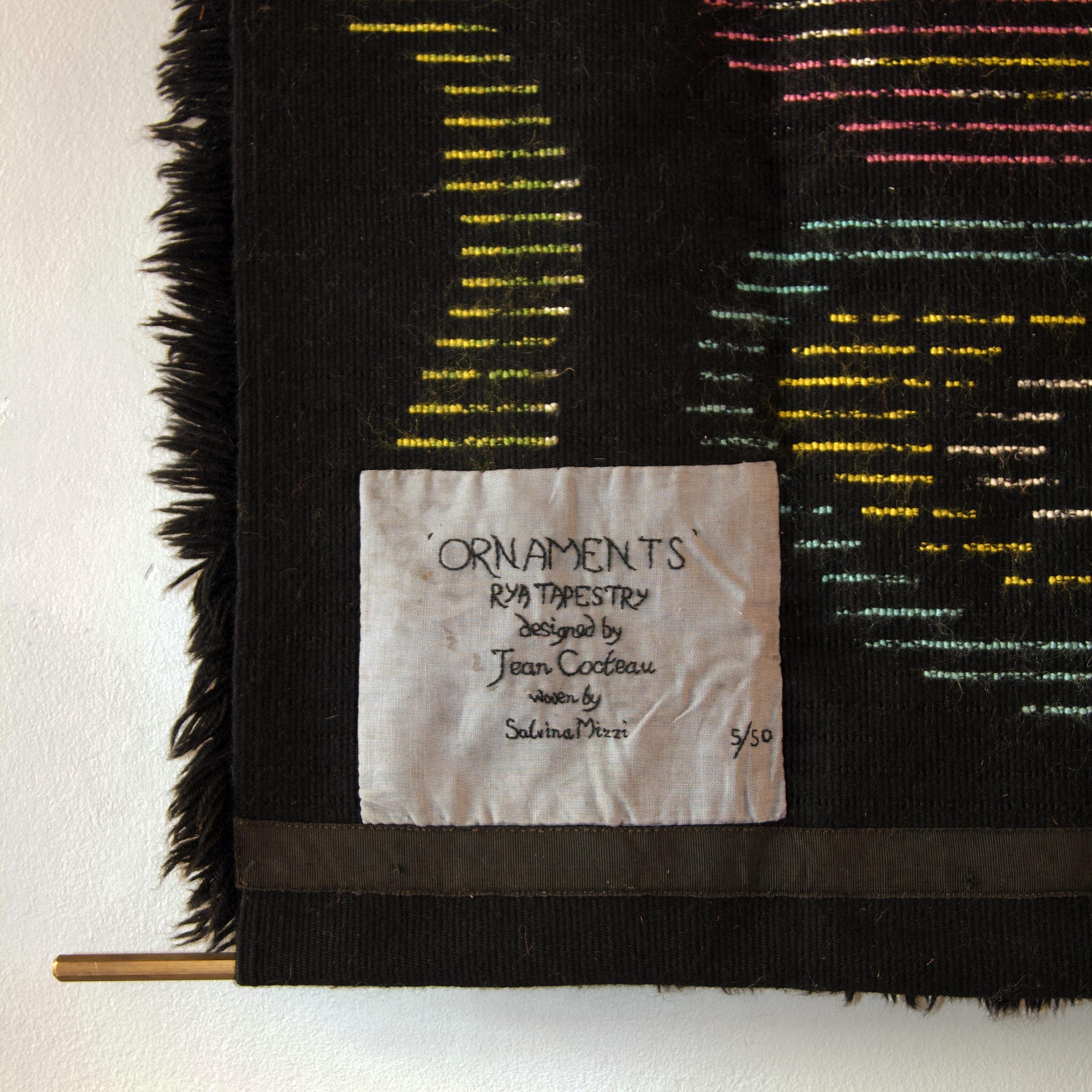 'Ornaments', Knotted Rya Rug by Jean Cocteau & Mediterranean Inds In Excellent Condition In London, GB