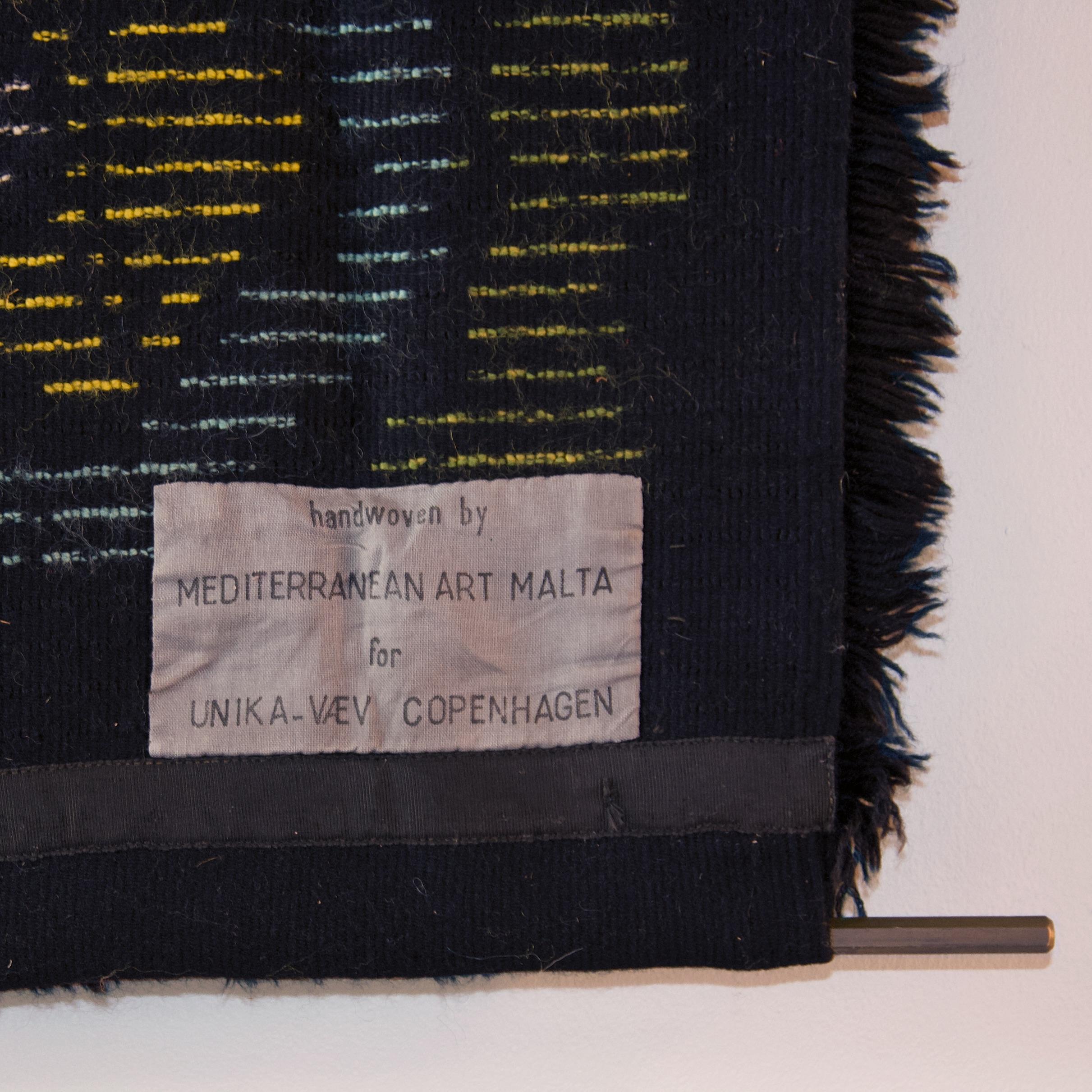 Mid-20th Century 'Ornaments', Knotted Rya Rug by Jean Cocteau & Mediterranean Inds