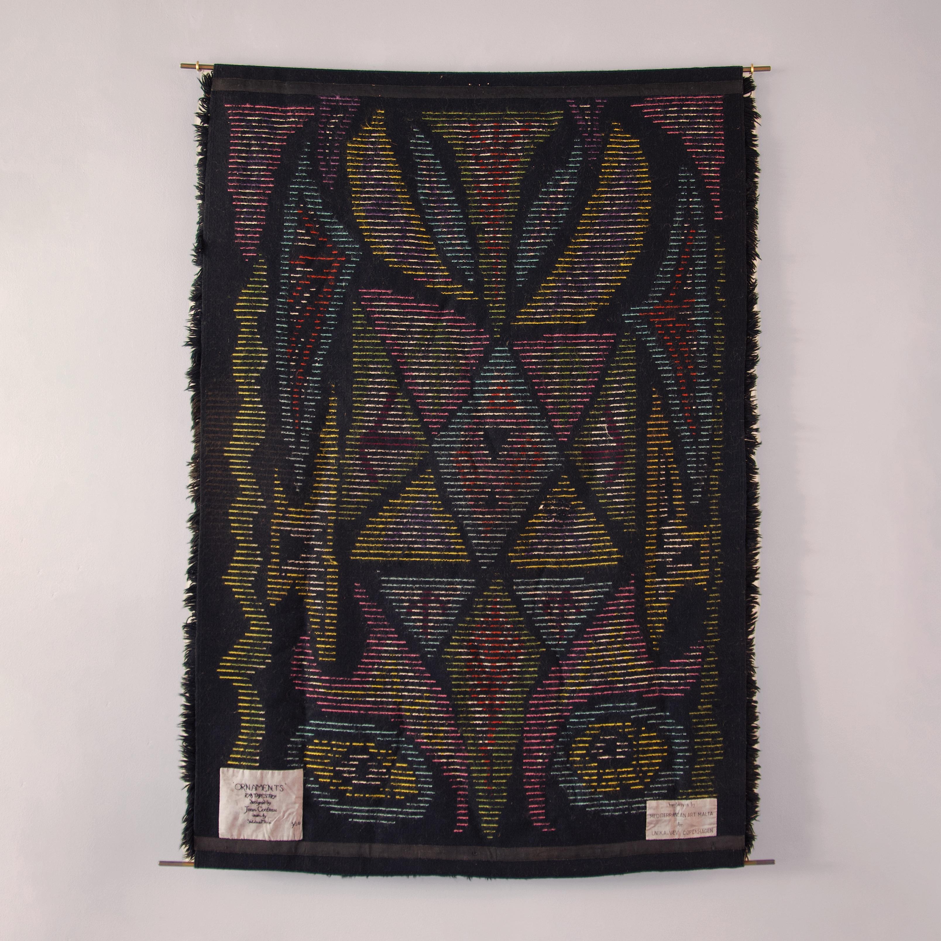 Wool 'Ornaments', Knotted Rya Rug by Jean Cocteau & Mediterranean Inds