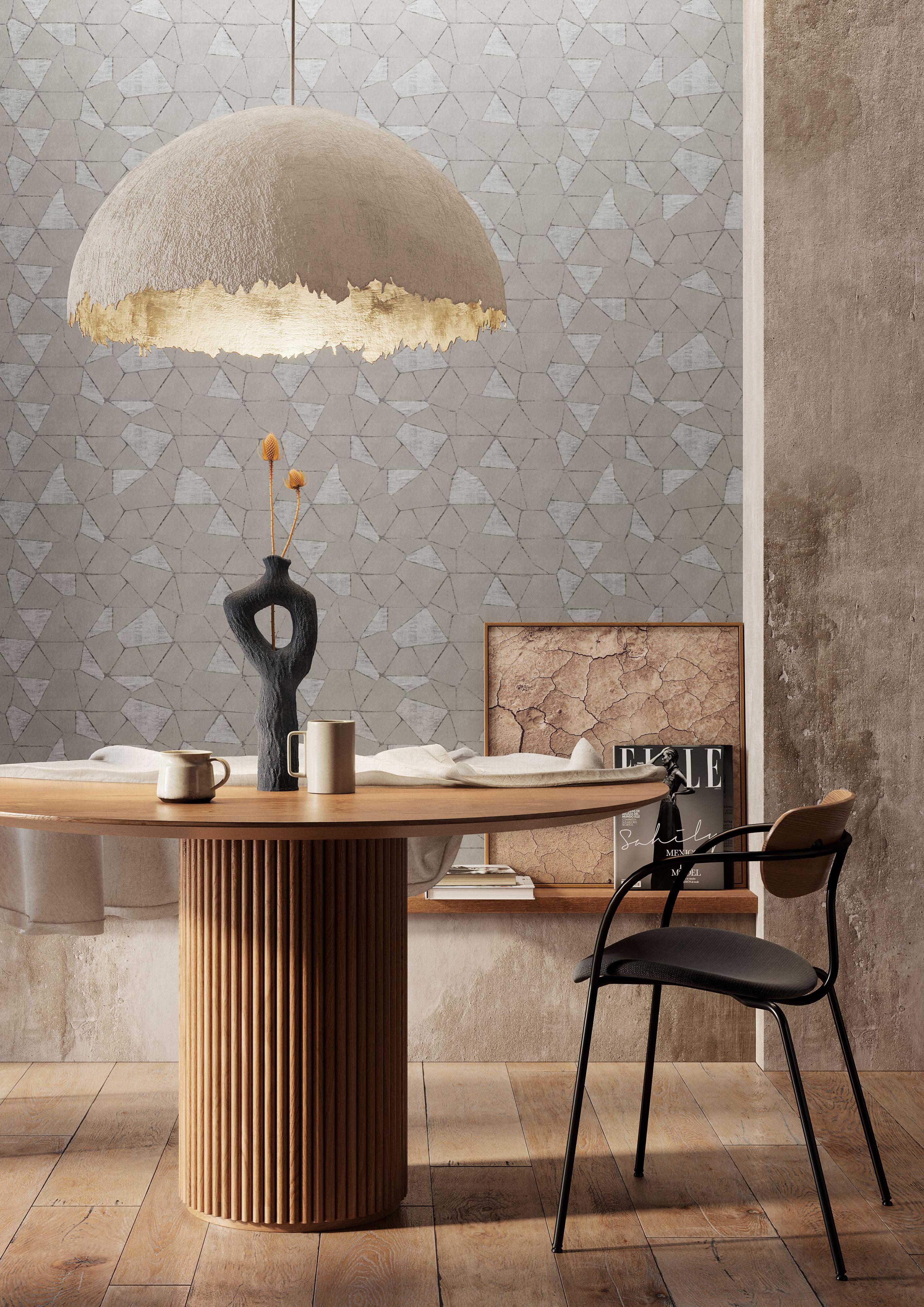 Modern Ornami Africa Triangles Pattern Vinyl Wallpaper Made in Italy Digital Printing For Sale