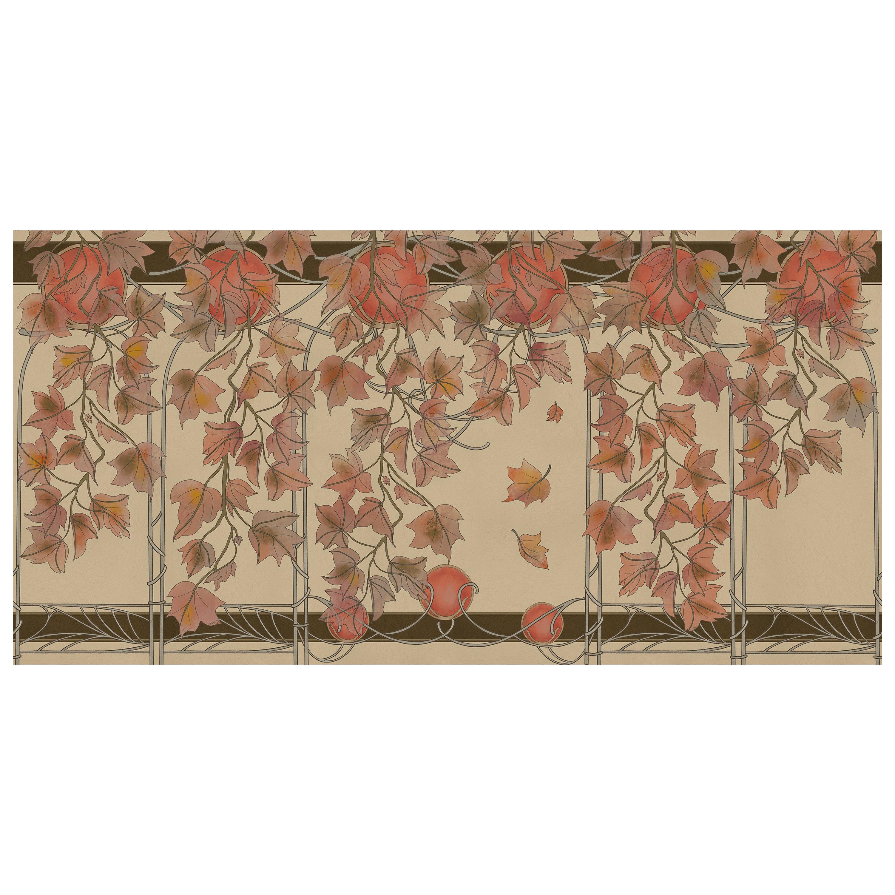 Ornami Art Nouveau Autumn Vinyl Wallpaper Made in Italy Digital Printing For Sale