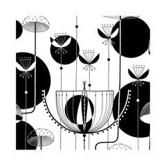 Ornami Black/White Geometric Bush Vinyl Wallpaper Made in Italy Digital Print