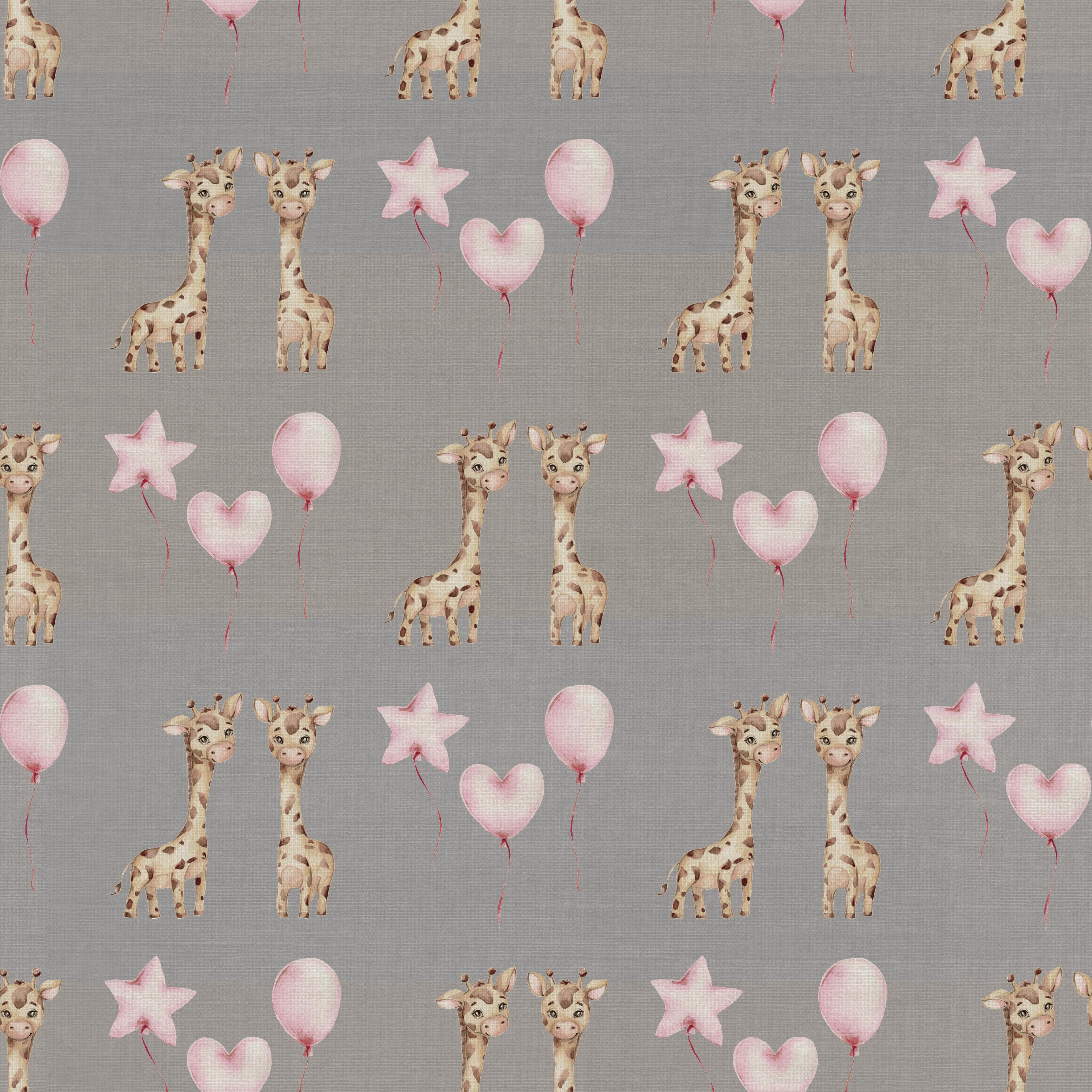 Contemporary Ornami Children Stars Giraffes Vinyl Wallpaper Made in Italy Digital Printing For Sale