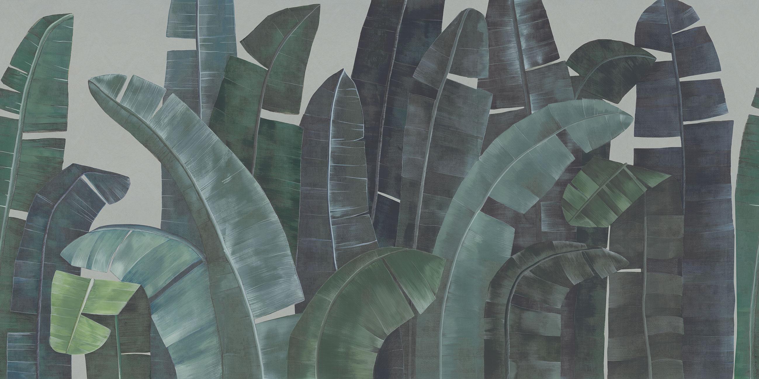 Ornami Nature Jungle Palmen Grüne Vinyl-Tapete Hergestellt in Italien Digitaler Druck im Zustand „Neu“ im Angebot in reggio emilia, IT