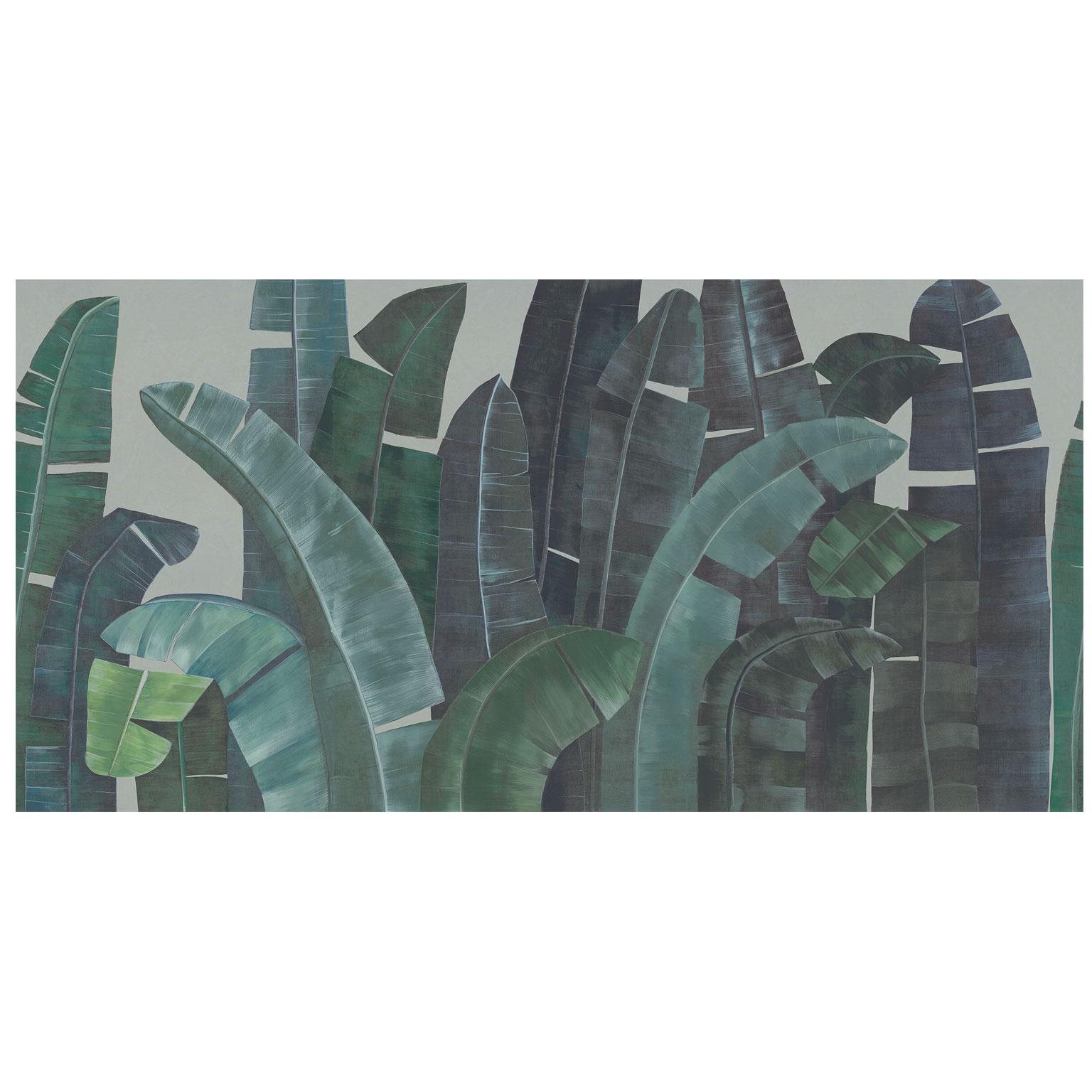 Ornami Nature Jungle Palmen Grüne Vinyl-Tapete Hergestellt in Italien Digitaler Druck im Angebot