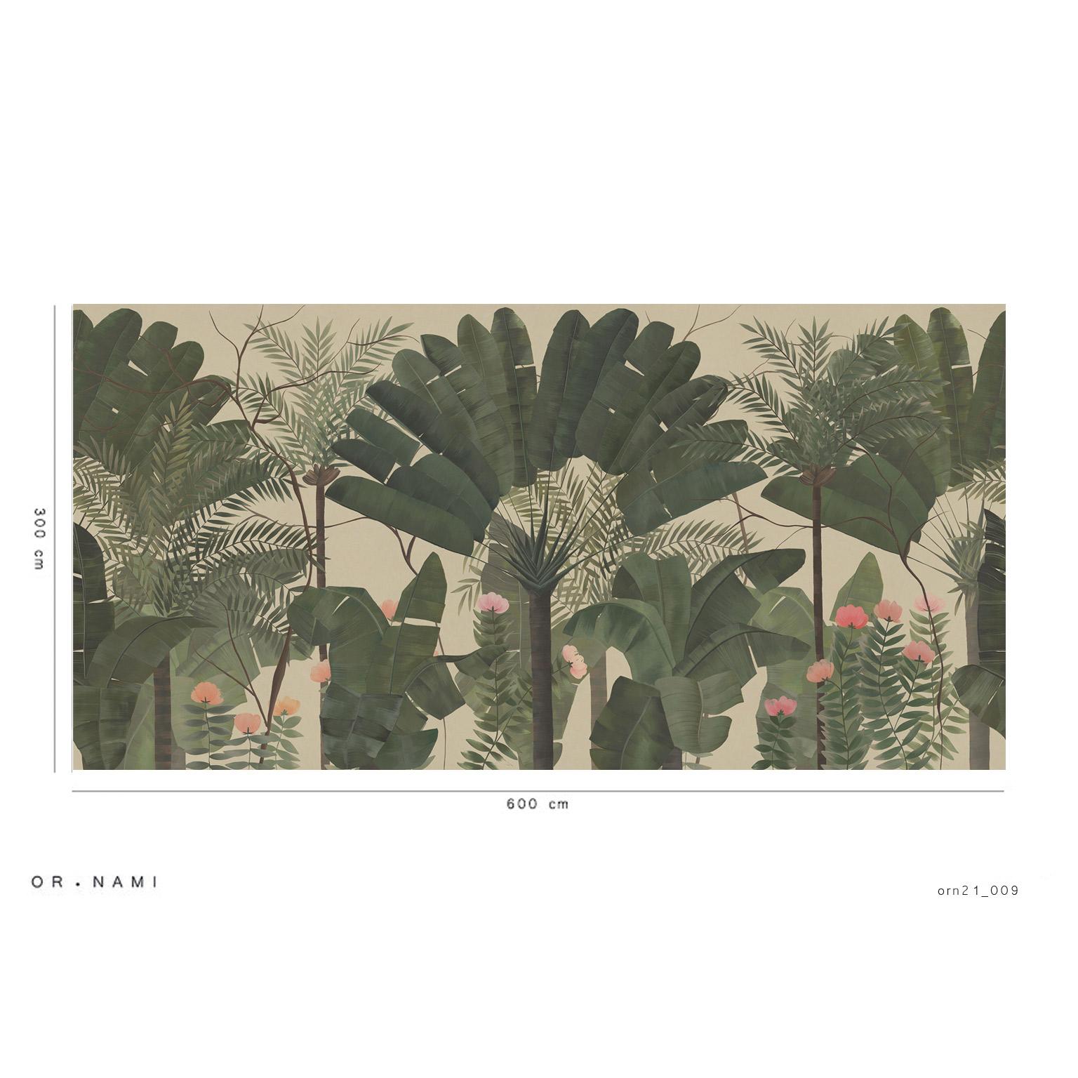 Ornami Nature Orientalischer Dschungel Vinyl-Tapete Hergestellt in Italien Digitaler Druck (21. Jahrhundert und zeitgenössisch) im Angebot