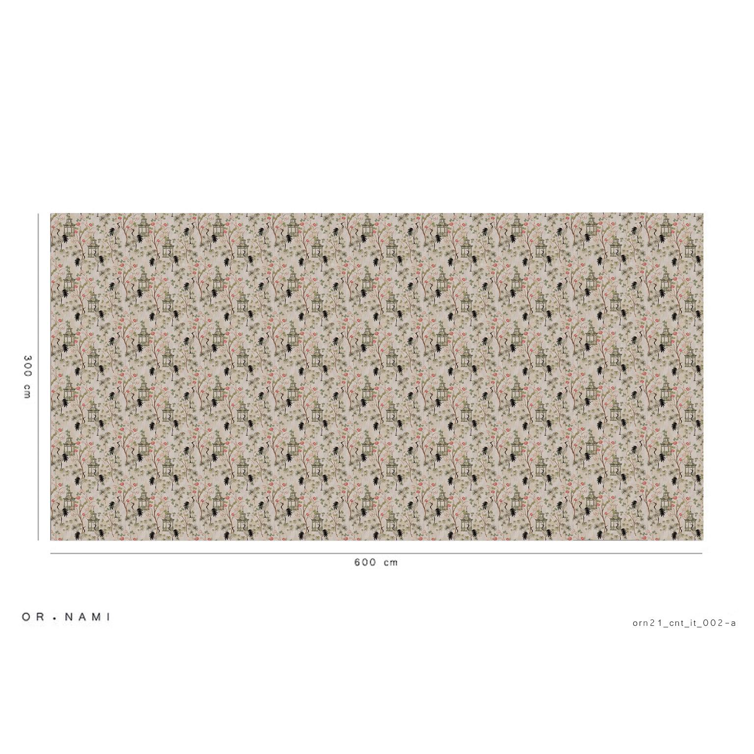 Contemporary Ornami Pattern Crane Birds Japan Vinyl Wallpaper Made in Italy Digital Print For Sale