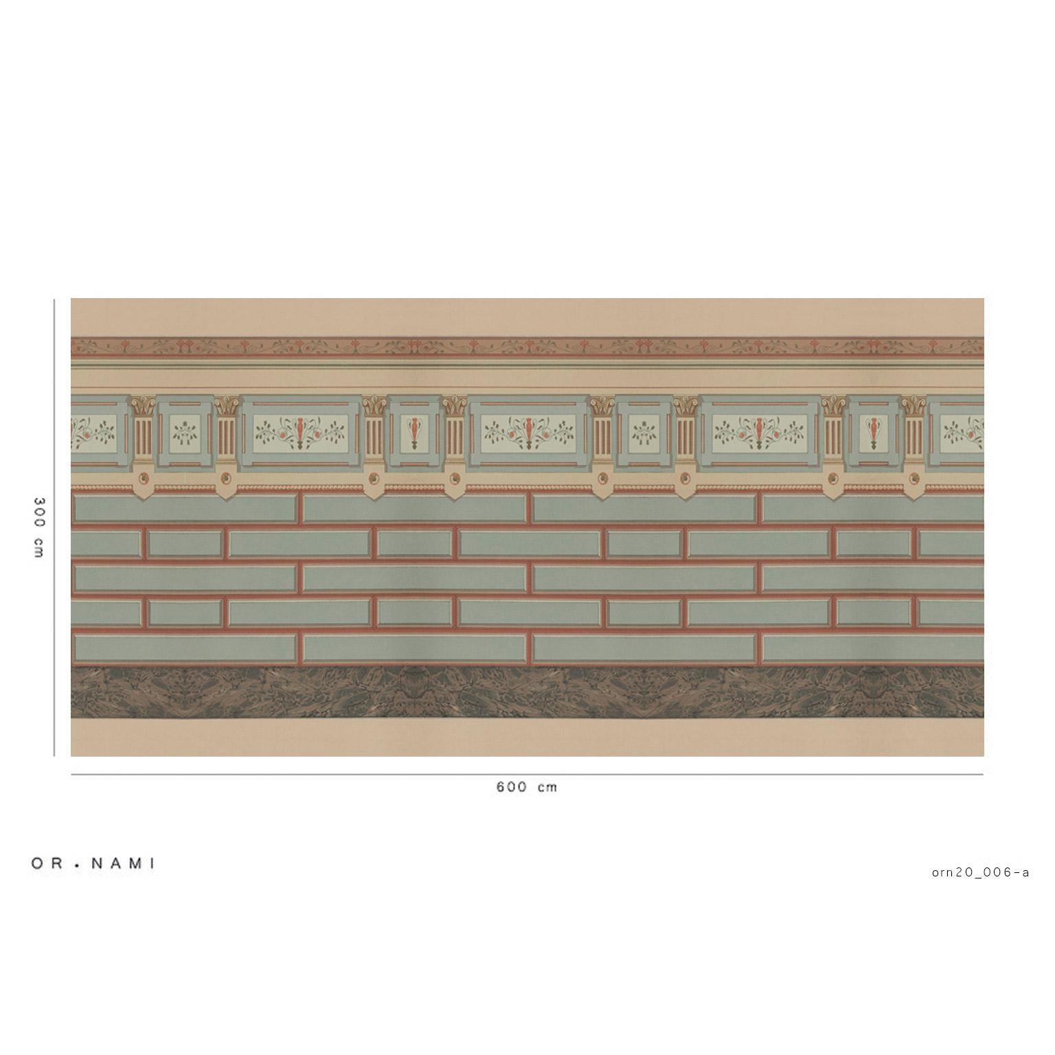 ORN20_006 It is an homage to the early Pompeian style of frescoes present in many of the temples and residences in Pompeii and Herculaneum, which have survived to the present day in all their sumptuous beauty. Large geometric bands which imitate the