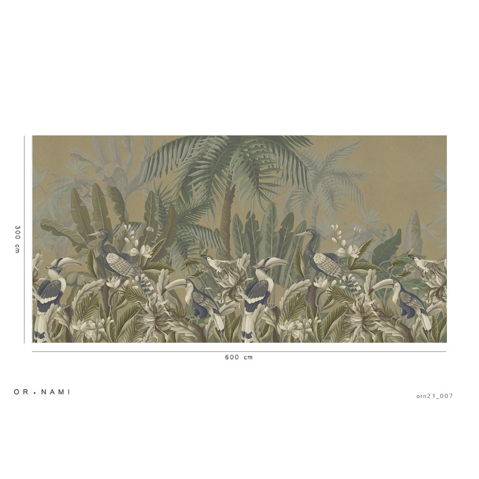 Italian Ornami Tropical Jungle Birds Vinyl Wallpaper Made in Italy Digital Printing For Sale
