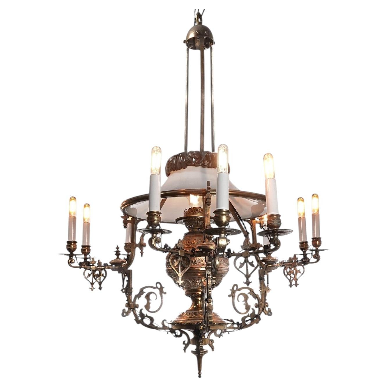 Ornate 10 Light Victorian Chandelier For Sale