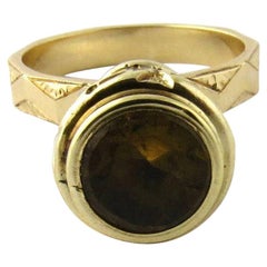 Ornate 14 Karat Yellow Gold Citrine Seal Fob Ring