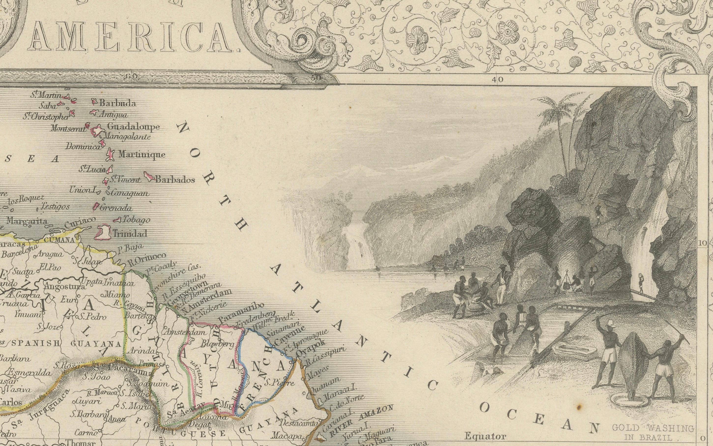 Engraved Ornate 1850s Map of South America: A Masterpiece of Exploration & Art by Rapkin For Sale