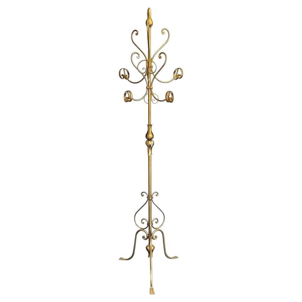 Gilt Wrought Iron Metal MidCentury Coat Stand Hat Rack Kögl Style