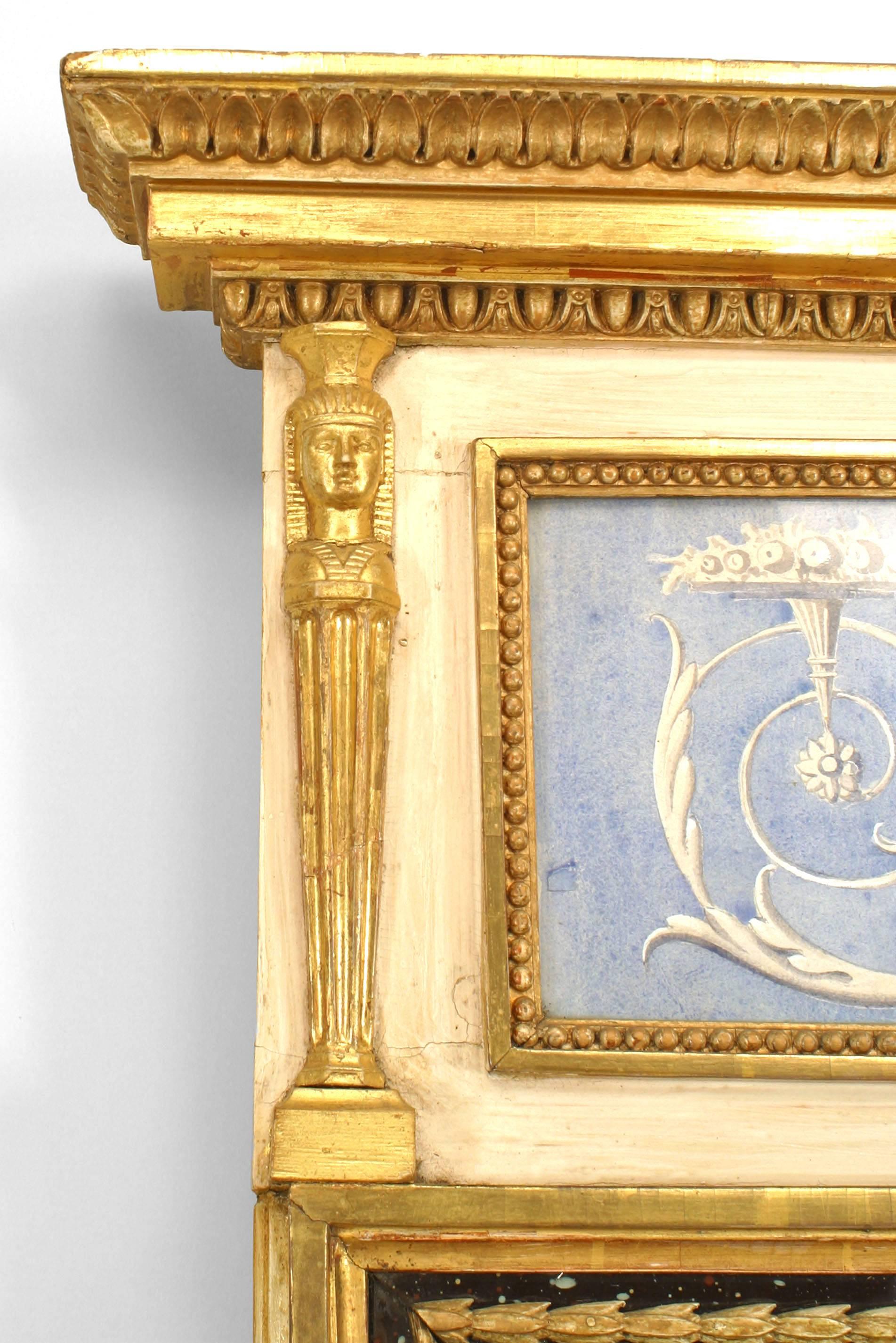Swedish Neoclassical Parcel Gilt Wall Mirror with Frieze In Good Condition In New York, NY