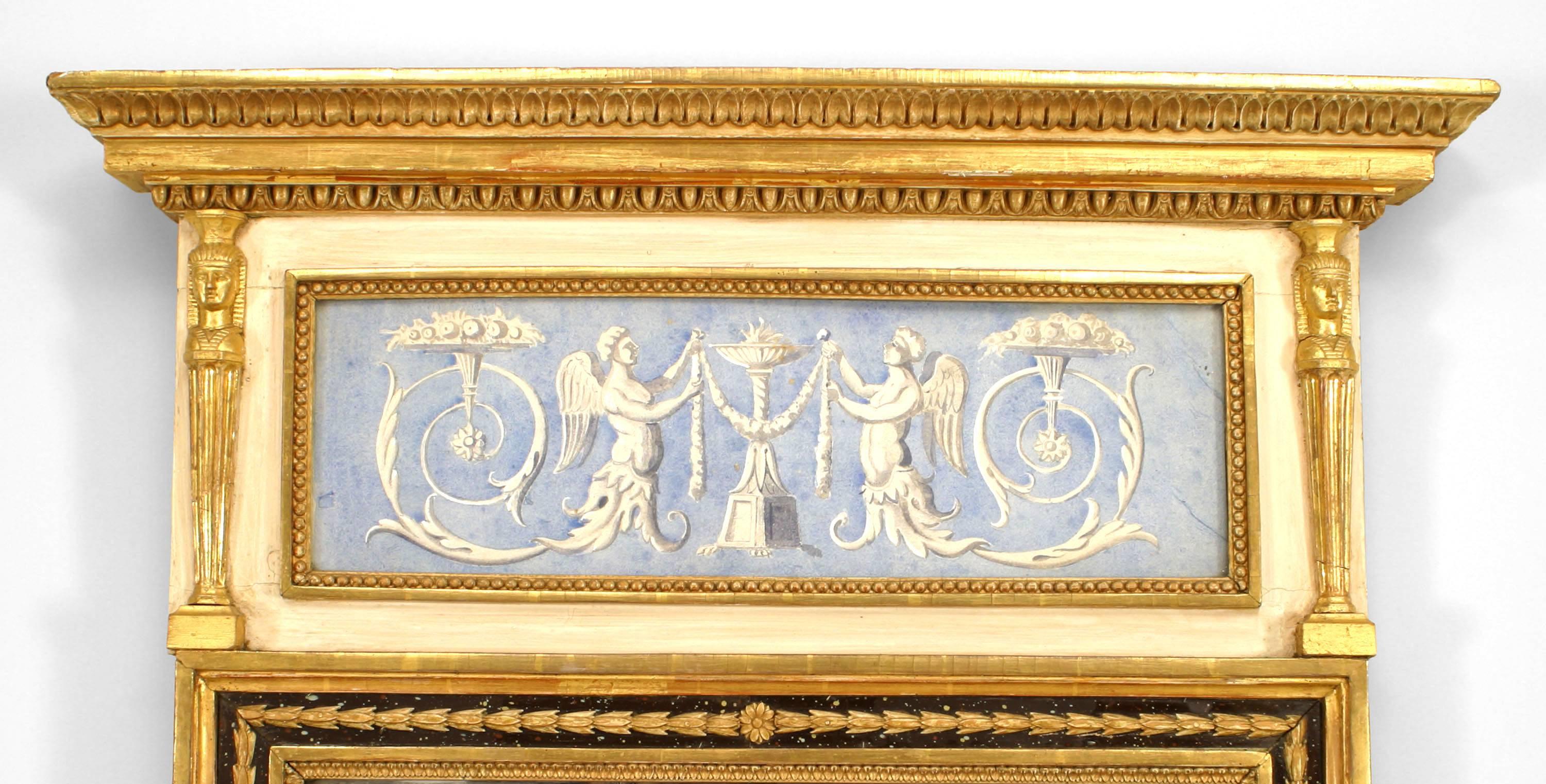 19th Century Swedish Neoclassical Parcel Gilt Wall Mirror with Frieze
