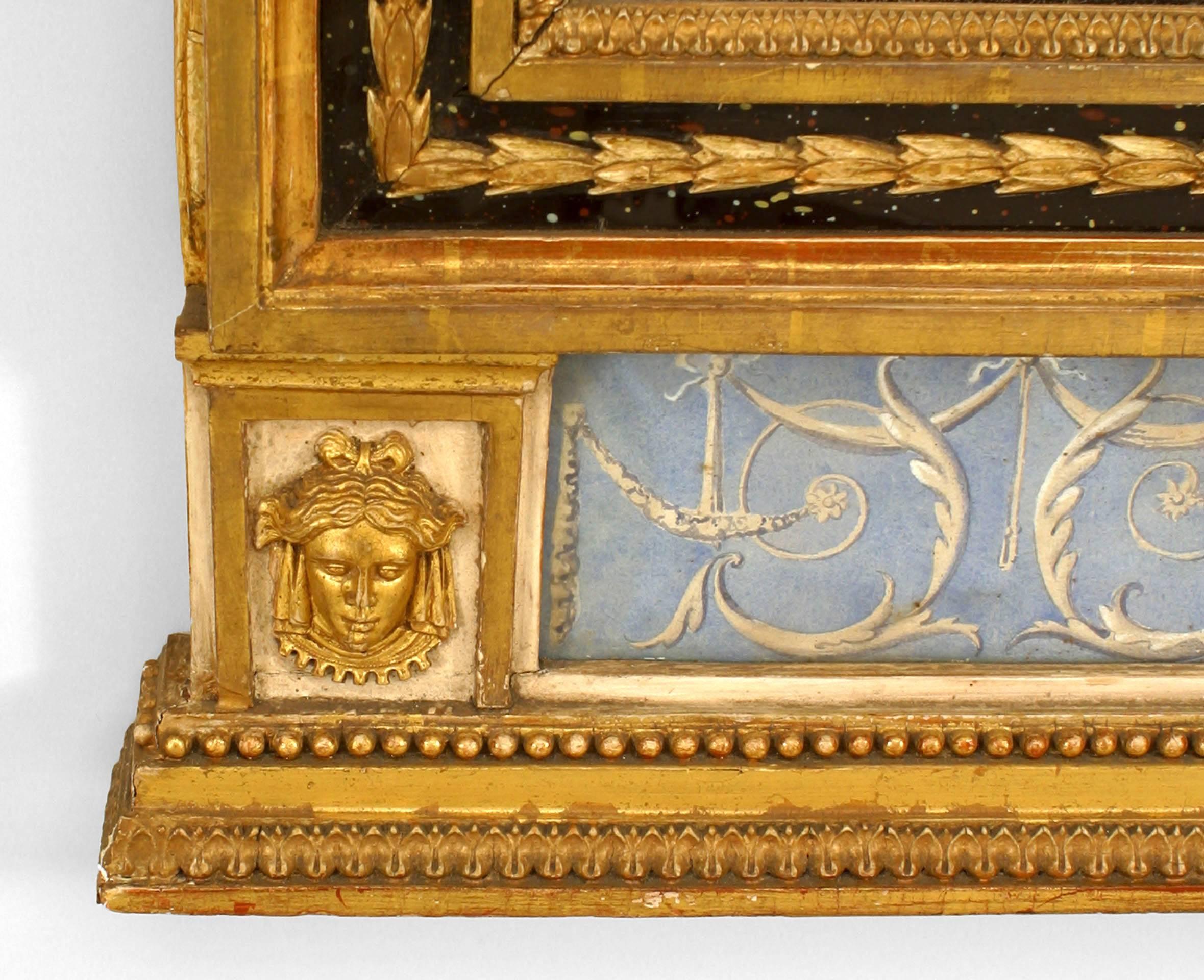 Swedish Neoclassical Parcel Gilt Wall Mirror with Frieze 2