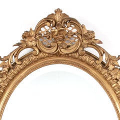 Ornate 19th Cen. French Giltwood Oval Mirror