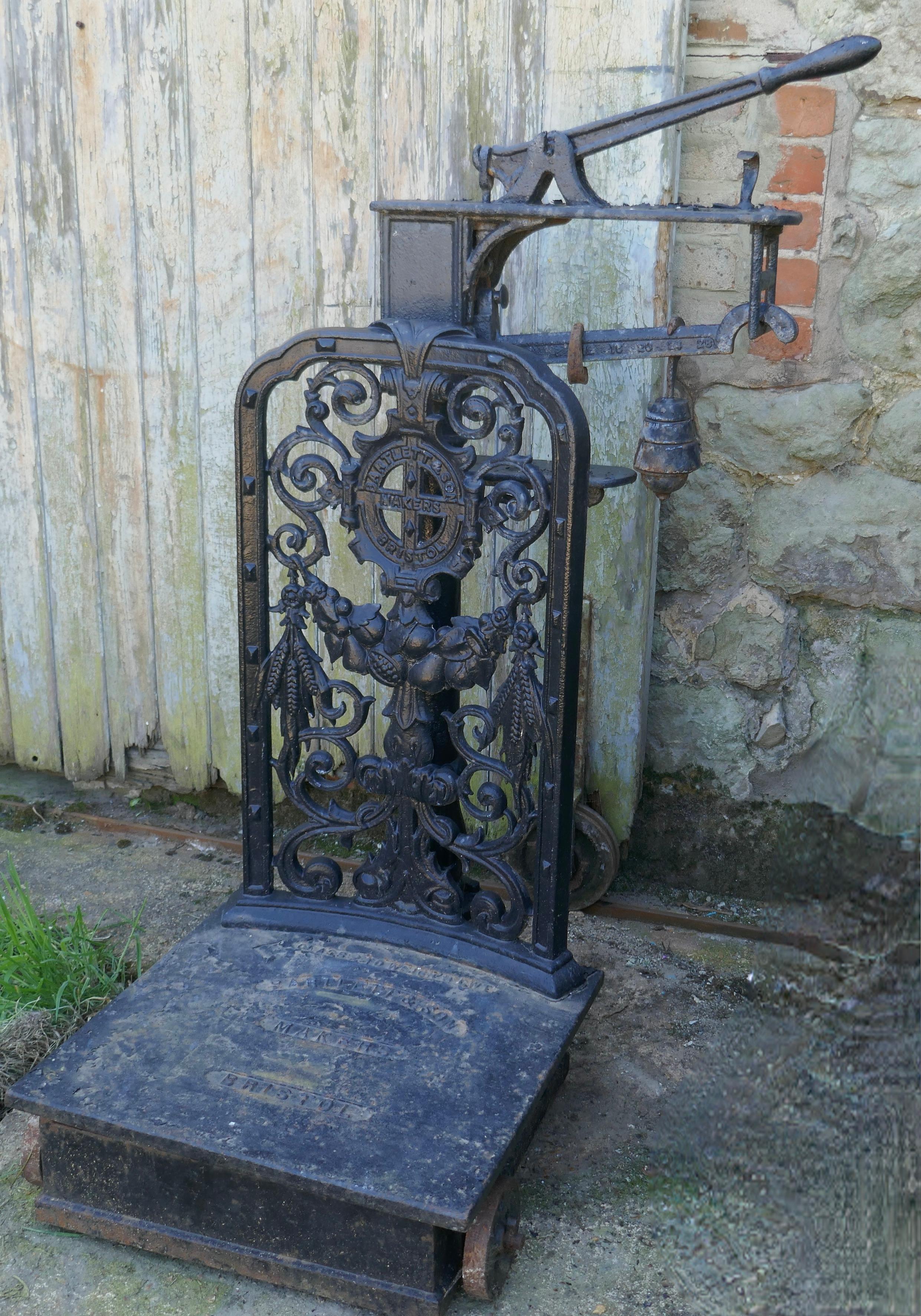 Ornate 19th Century Agricultural Sack Scales by Bartlett & Son, Bristol.  For Sale 1